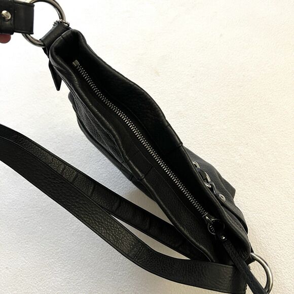 Coach F19722 Black Pebble Leather Chain Duffle Cross Body Shoulder Bag Purse - Picture 14 of 14